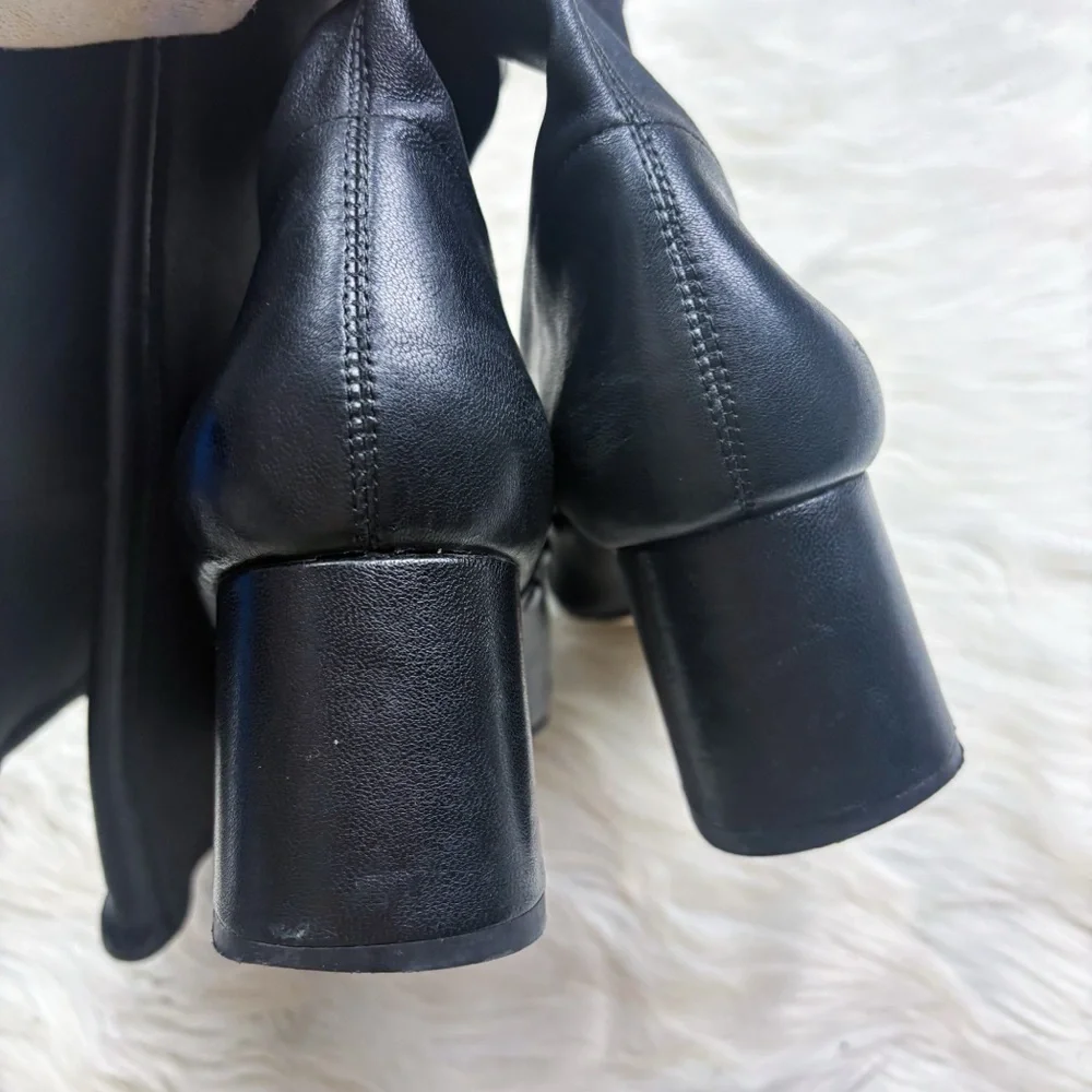 Coach Britney Leather Knee High Tall Studded Sock Boot Heeled Black Size 6